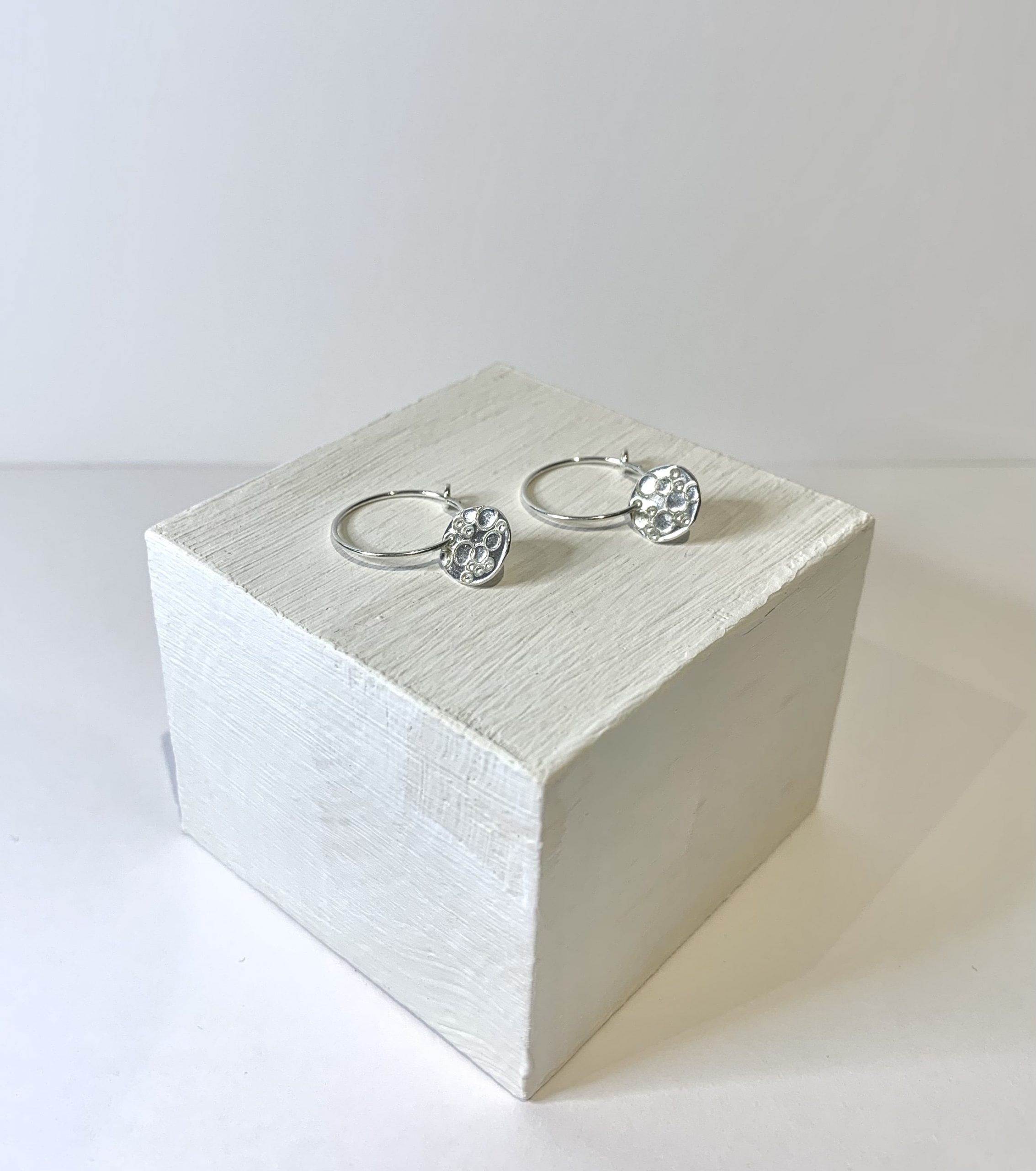 Bubble Hoops 3 silver earrings, cornish silver earrings, handmade in cornwall