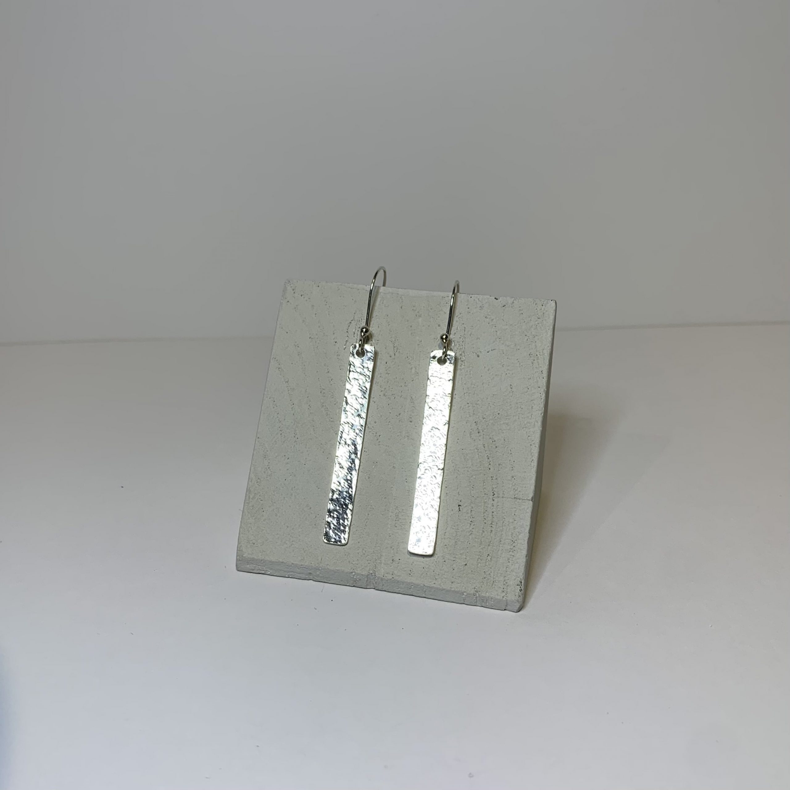 Silver Length 2-min hammered silver earrings, handmade silver earrings, handmade jewellery cornwall, handmade cornish jewellery